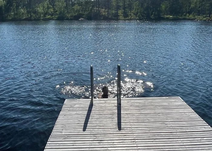 Moderne Ved Sjoen Med Badstue